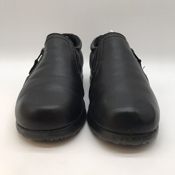 Dr. Scholl's Marci Black Leather Wedge Loafer Women's 9W Side Zip Comfort Shoes - Picture 2 of 10